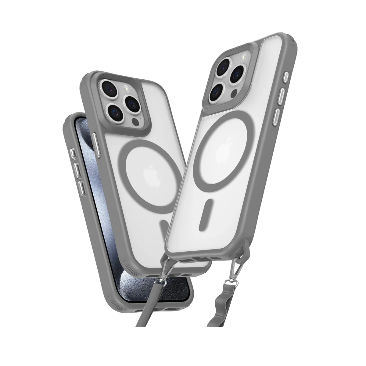 Apple iPhone 15 Pro Max Kılıf Enka Magsafe Silikon Kılıf - Titan Gri
