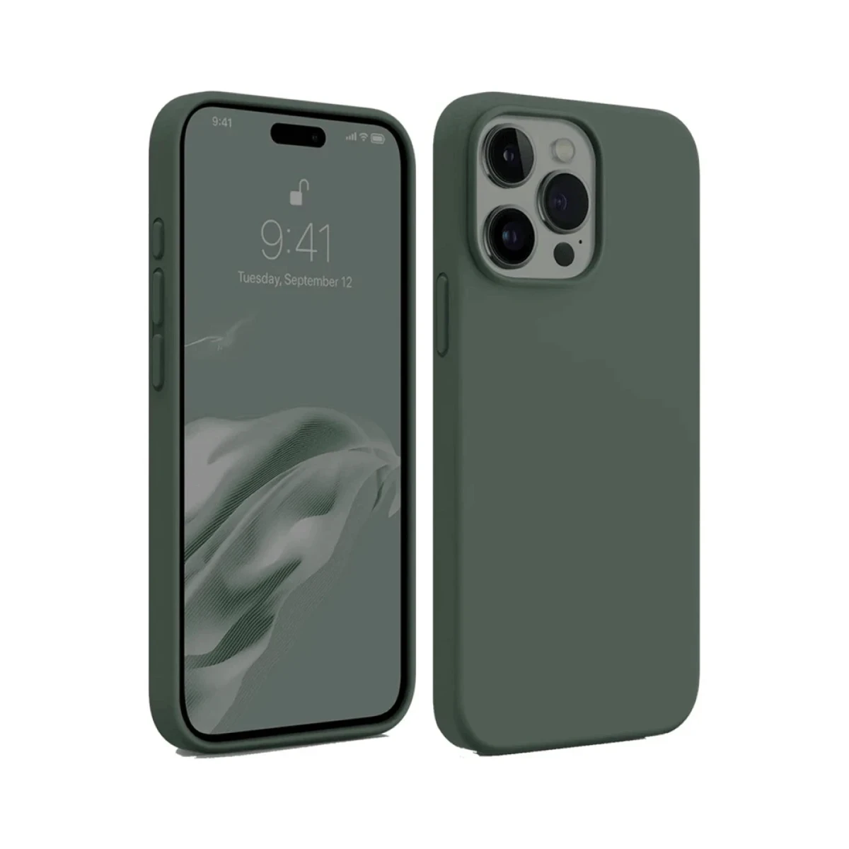 Apple iPhone 15 Pro Max Kılıf First Silikon - Koyu Yeşil