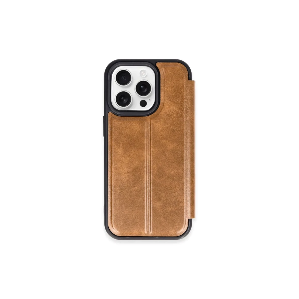 Apple iPhone 15 Pro Max Kılıf Flip Cover - Taba
