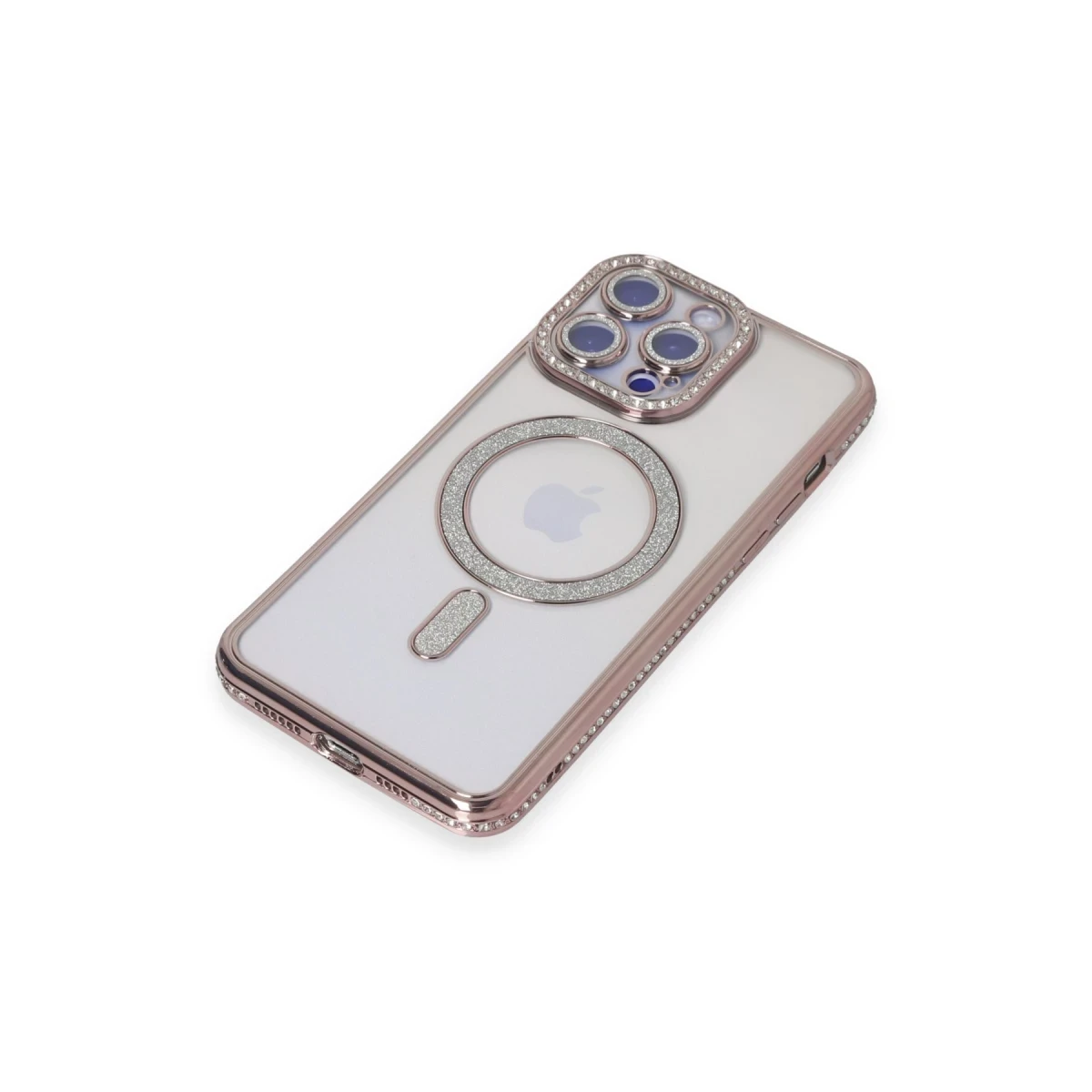 Apple iPhone 15 Pro Max Kılıf Joke Simli Magneticsafe Kılıf - Pembe
