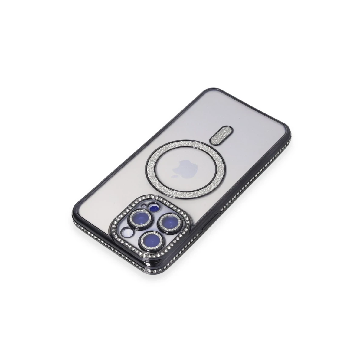 Apple iPhone 15 Pro Max Kılıf Joke Simli Magneticsafe Kılıf - Siyah