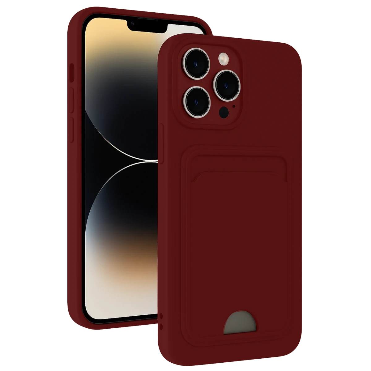 Apple iPhone 15 Pro Max Kılıf Kelvin Kartvizitli Silikon - Bordo