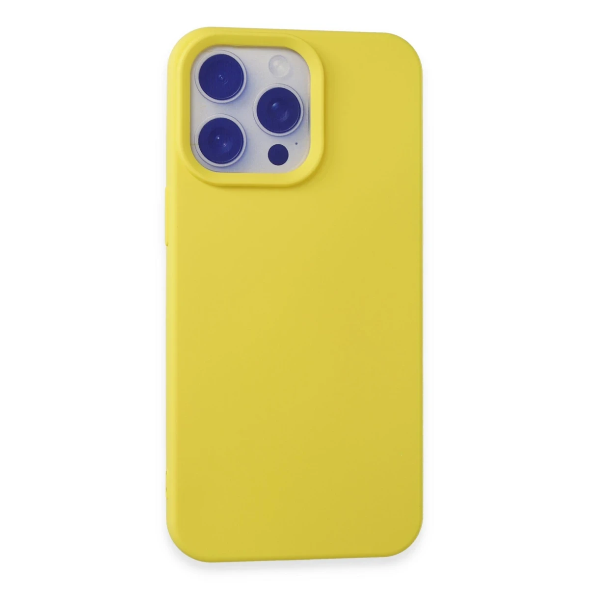 Apple iPhone 15 Pro Max Kılıf Nano içi Kadife Silikon - Sarı
