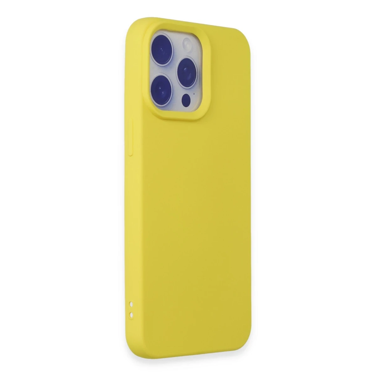 Apple iPhone 15 Pro Max Kılıf Nano içi Kadife Silikon - Sarı