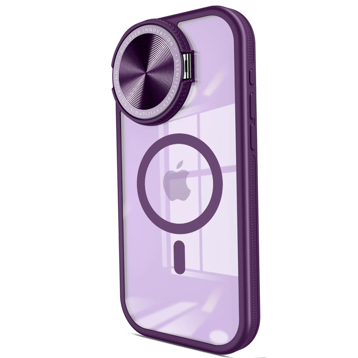 Apple iPhone 15 Pro Max Kılıf Teleskop Lens Magsafe Silikon Kapak - Derin Mor