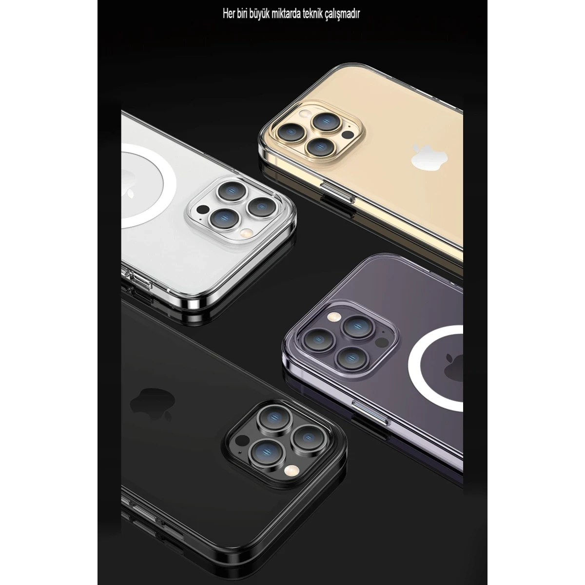 Apple iPhone 15 Pro Max Kılıf Tron Şeffaf Magsafe Kapak - Şeffaf