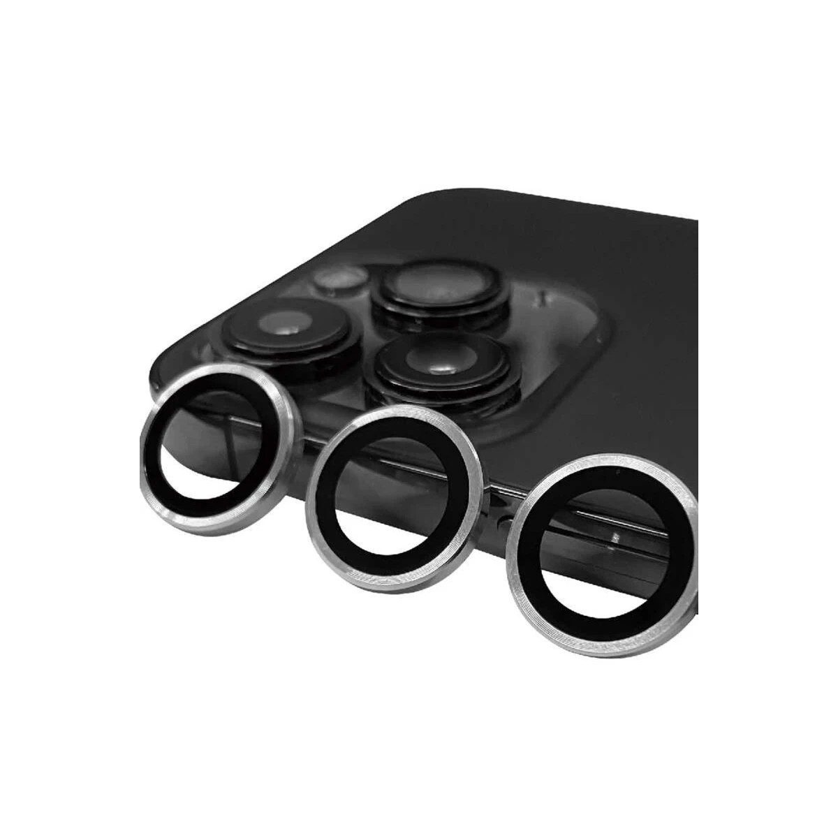 Apple iPhone 15 Pro Raze Metal Kamera Lens - Gümüş