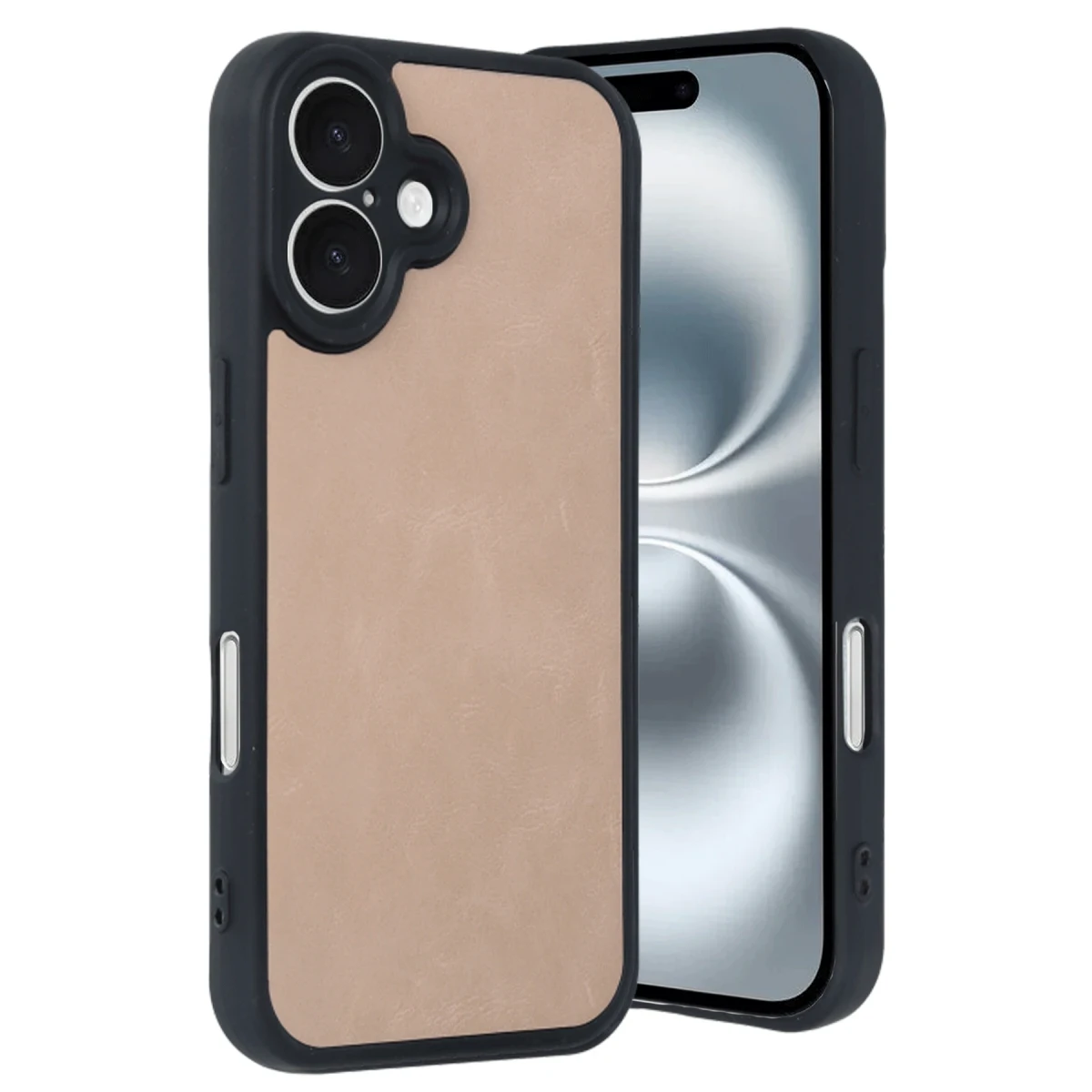 Apple iPhone 16 Kılıf Aras Deri Kapak - Pudra