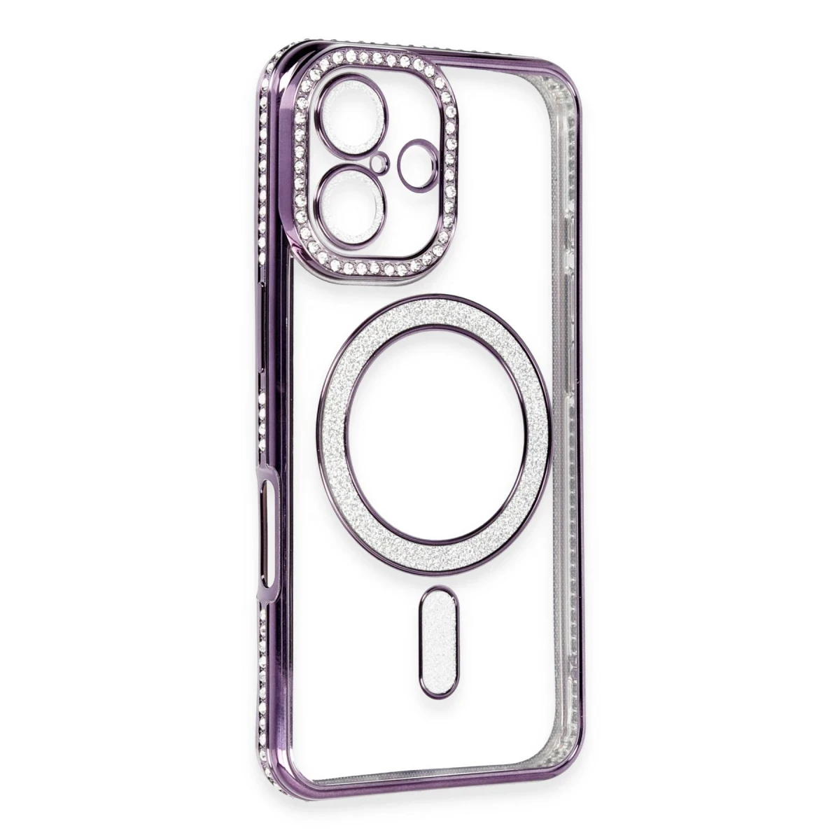 Apple iPhone 16 Kılıf Joke Simli Magneticsafe Kılıf - Derin Mor