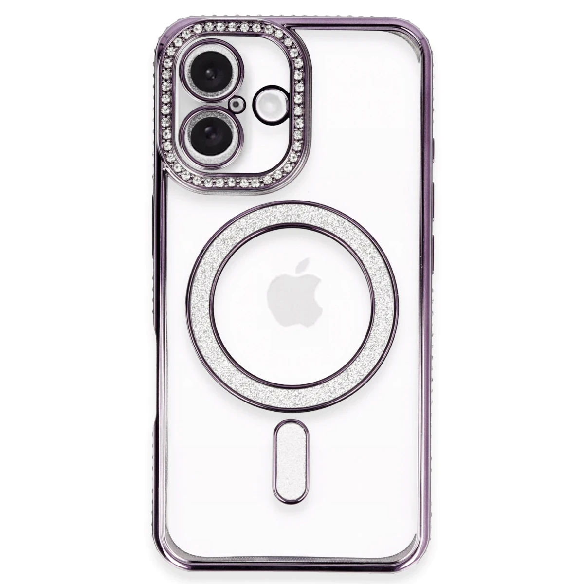 Apple iPhone 16 Kılıf Joke Simli Magneticsafe Kılıf - Derin Mor