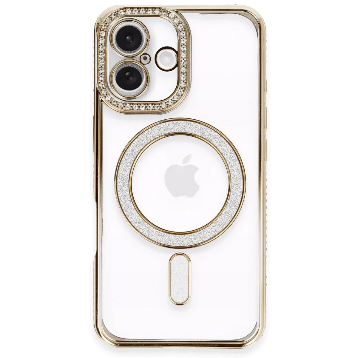 Apple iPhone 16 Kılıf Joke Simli Magneticsafe Kılıf - Gold