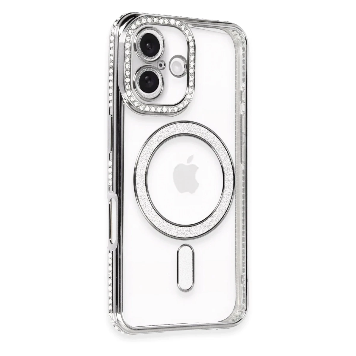 Apple iPhone 16 Kılıf Joke Simli Magneticsafe Kılıf - Gri