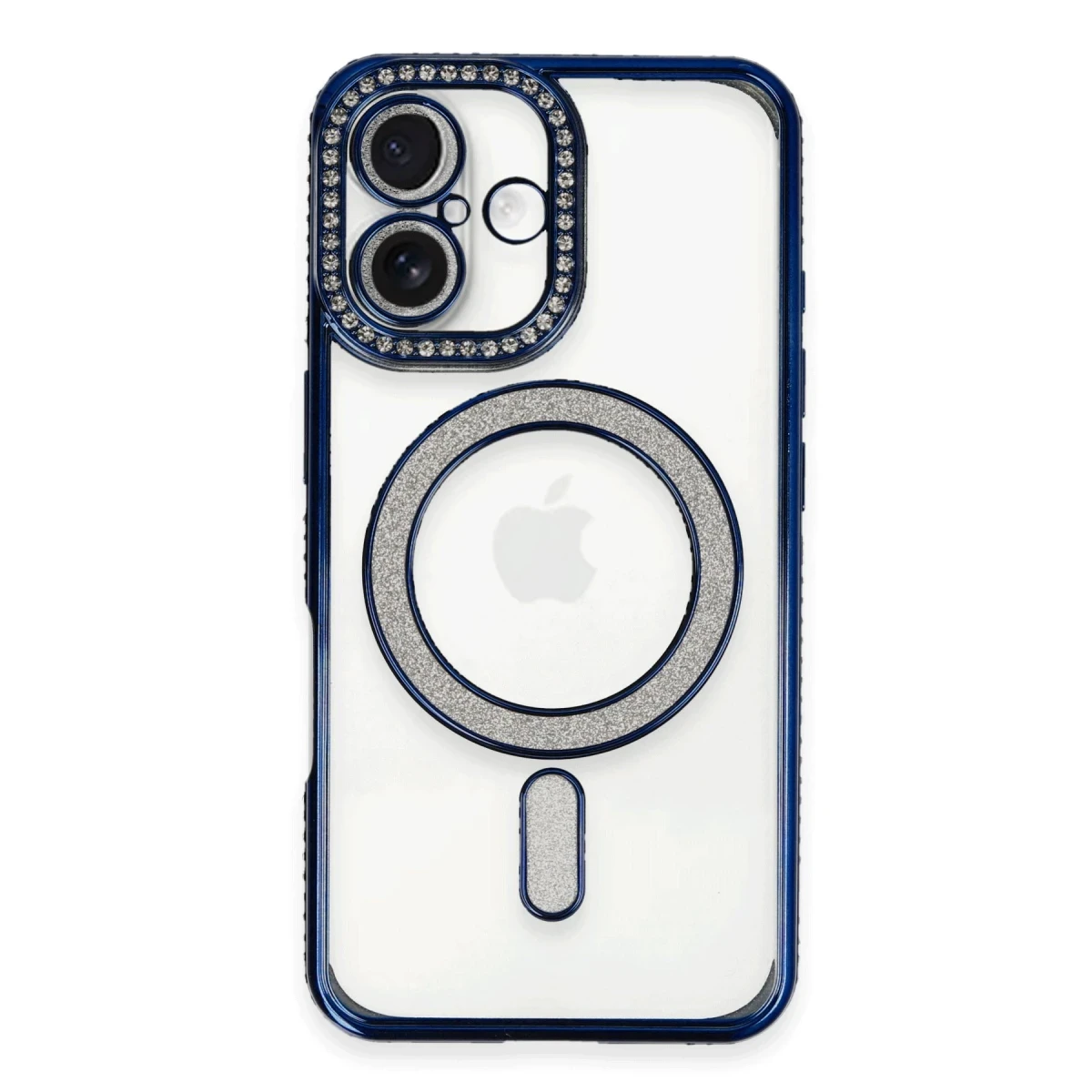 Apple iPhone 16 Kılıf Joke Simli Magneticsafe Kılıf - Lacivert