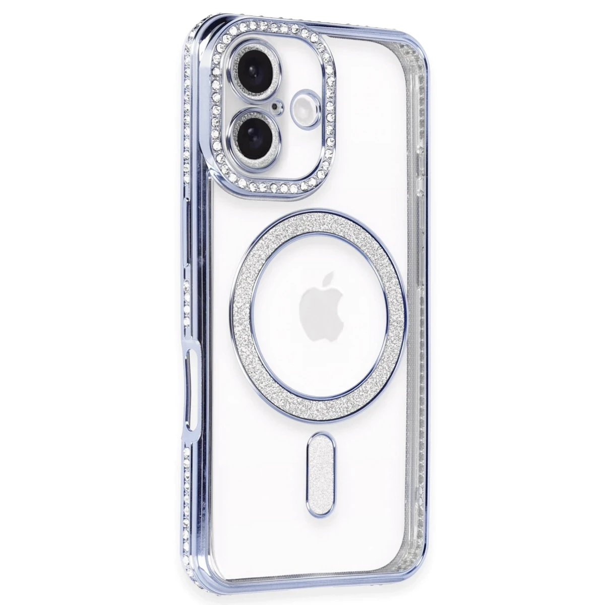 Apple iPhone 16 Kılıf Joke Simli Magneticsafe Kılıf - Mavi