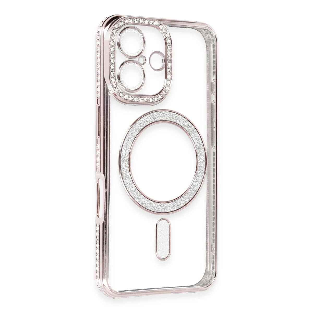 Apple iPhone 16 Kılıf Joke Simli Magneticsafe Kılıf - Pembe
