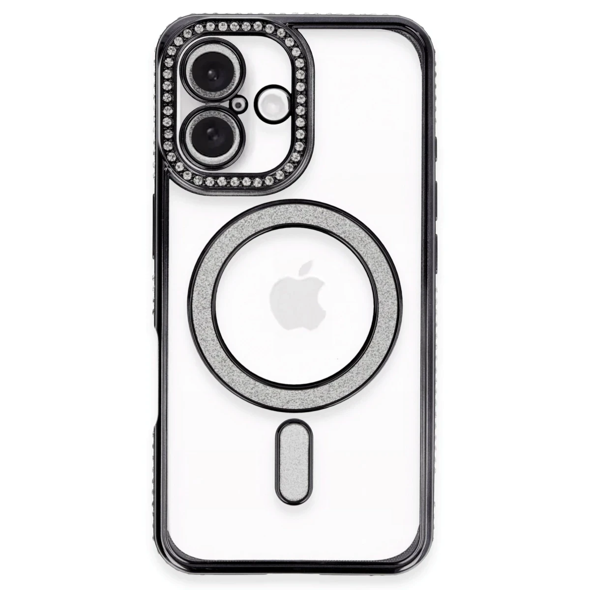 Apple iPhone 16 Kılıf Joke Simli Magneticsafe Kılıf - Siyah