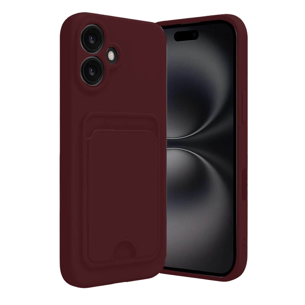 Apple iPhone 16 Kılıf Kelvin Kartvizitli Silikon - Bordo