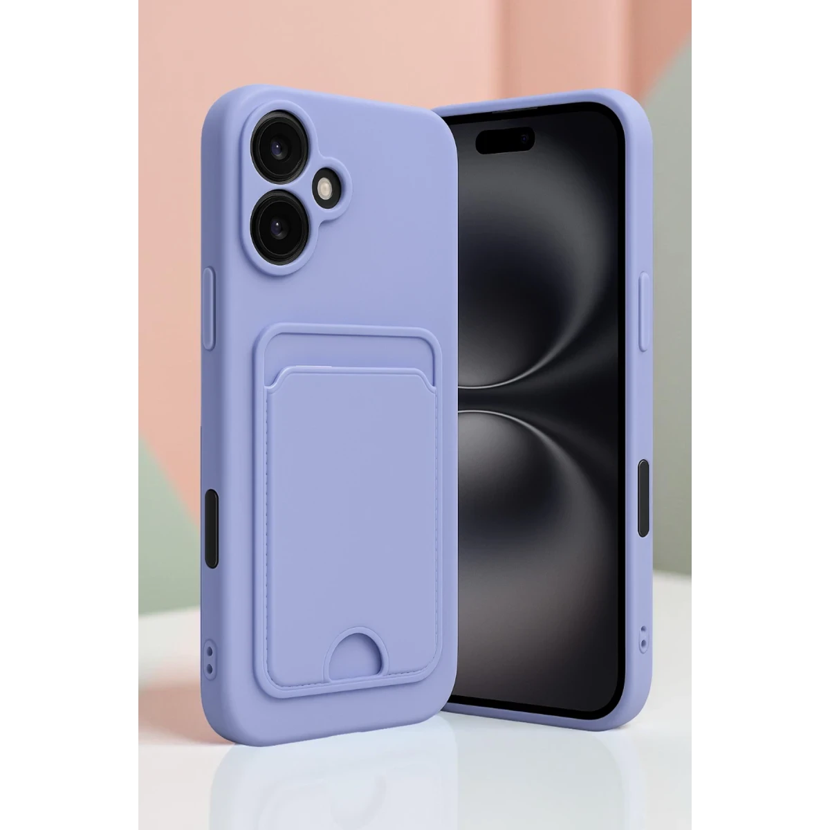 Apple iPhone 16 Kılıf Kelvin Kartvizitli Silikon - Lacivert