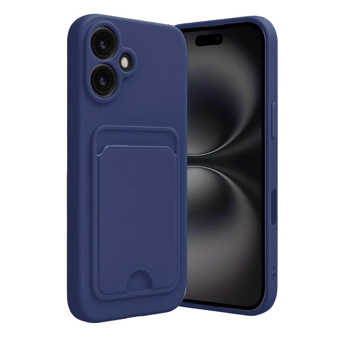 Apple iPhone 16 Kılıf Kelvin Kartvizitli Silikon - Lacivert