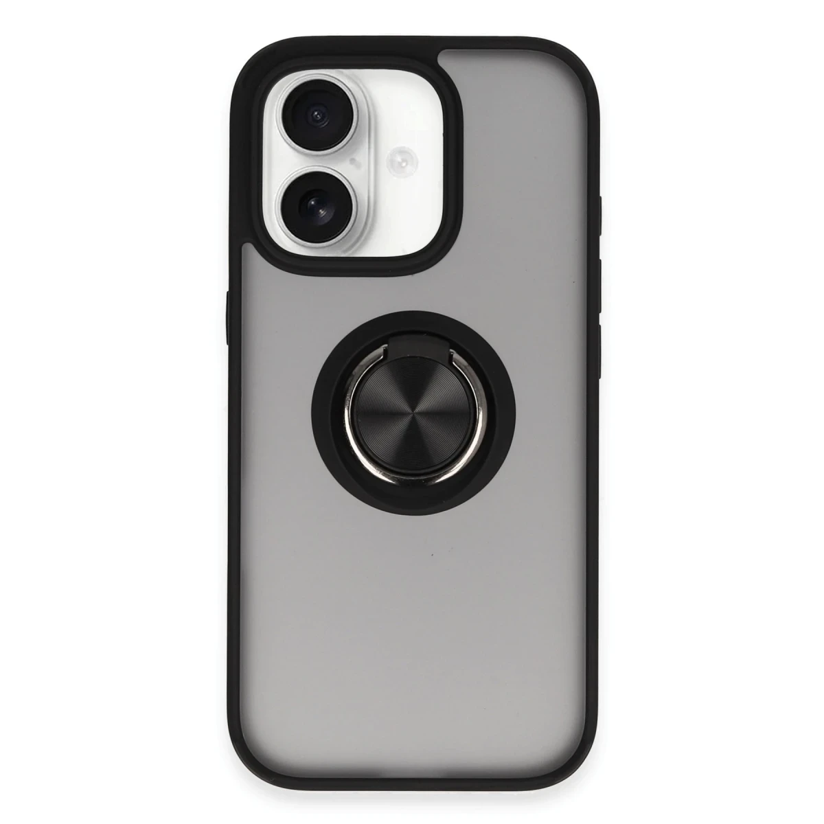 Apple iPhone 16 Kılıf Montreal Yüzüklü Silikon Kapak - Siyah