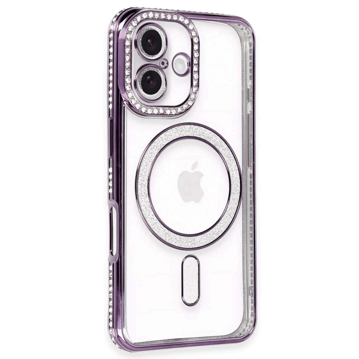 Apple iPhone 16 Plus Kılıf Joke Simli Magneticsafe Kılıf - Derin Mor