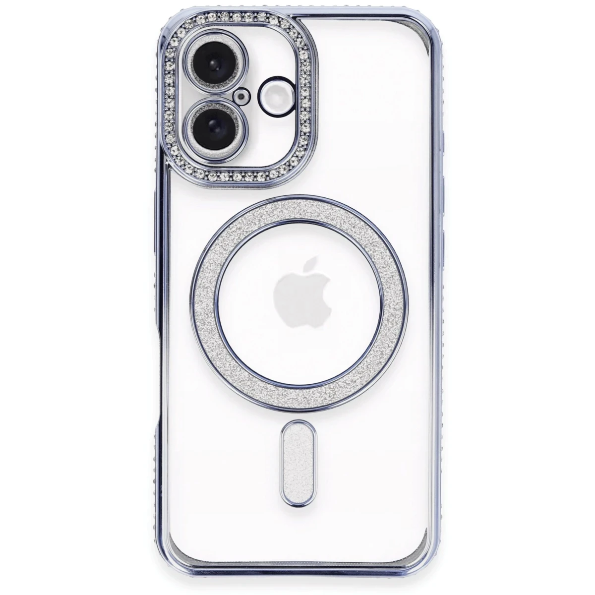 Apple iPhone 16 Plus Kılıf Joke Simli Magneticsafe Kılıf - Mavi