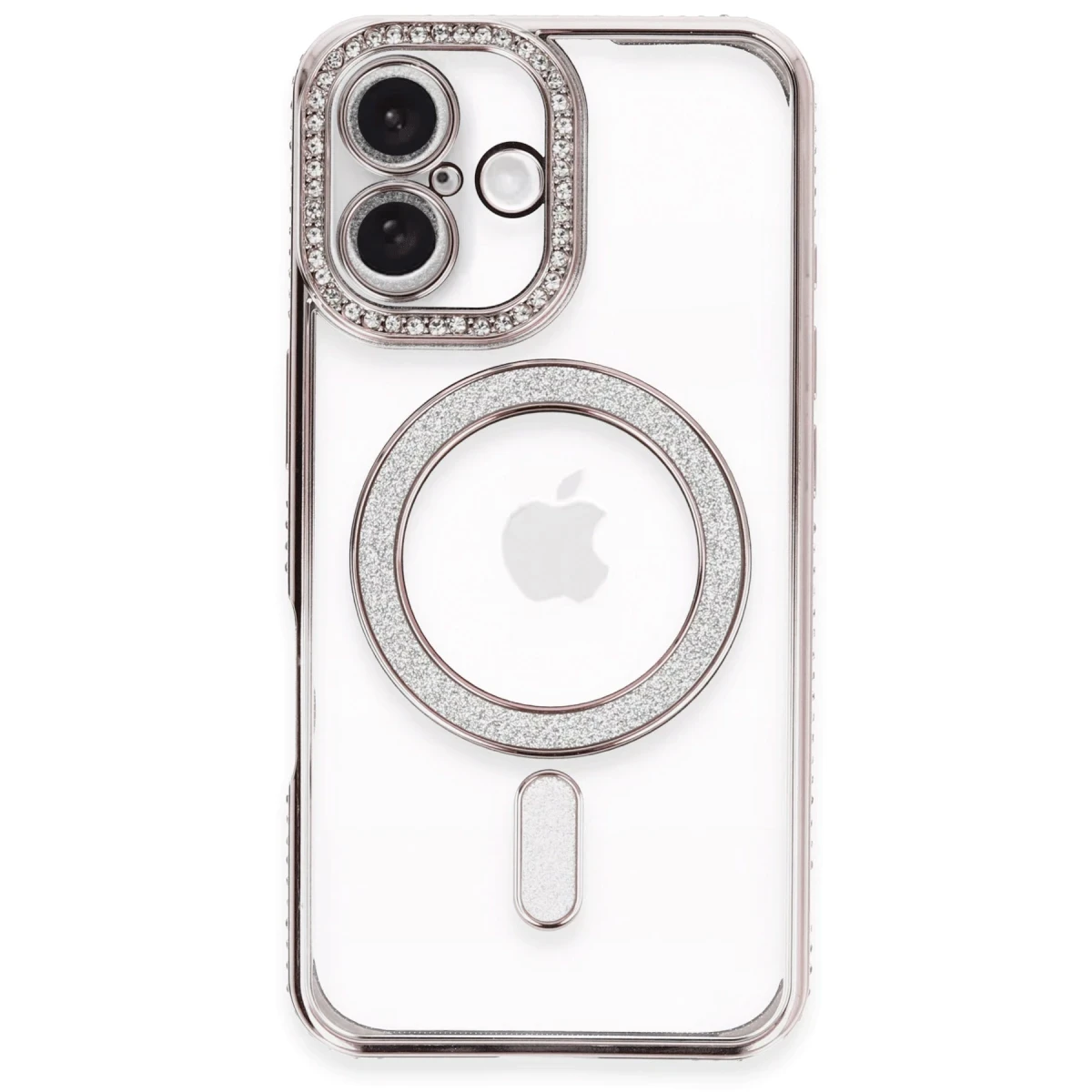 Apple iPhone 16 Plus Kılıf Joke Simli Magneticsafe Kılıf - Pembe