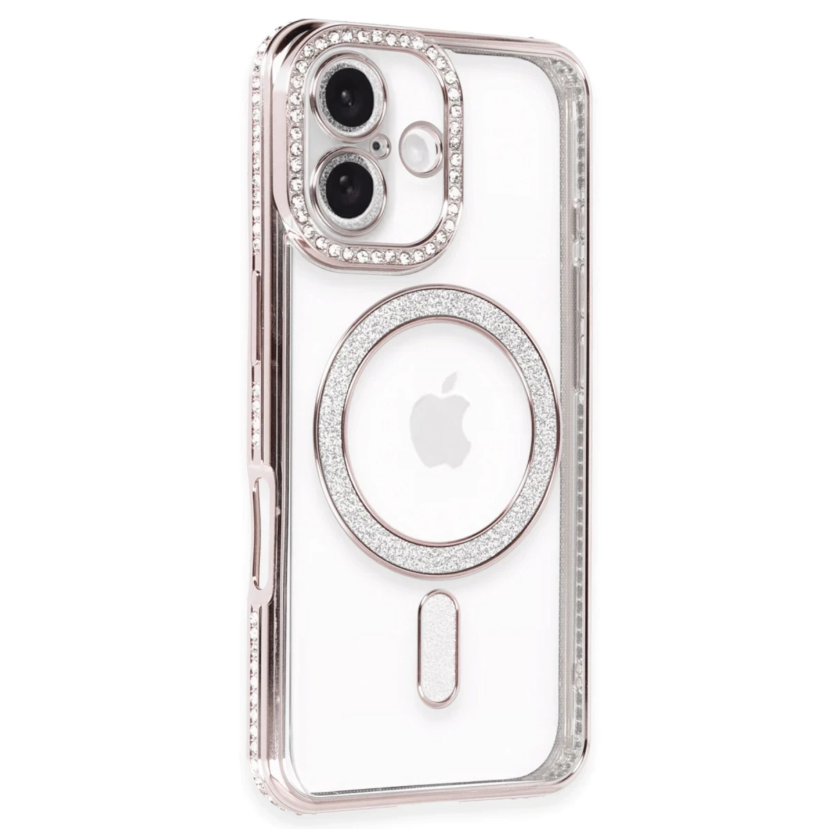 Apple iPhone 16 Plus Kılıf Joke Simli Magneticsafe Kılıf - Pembe
