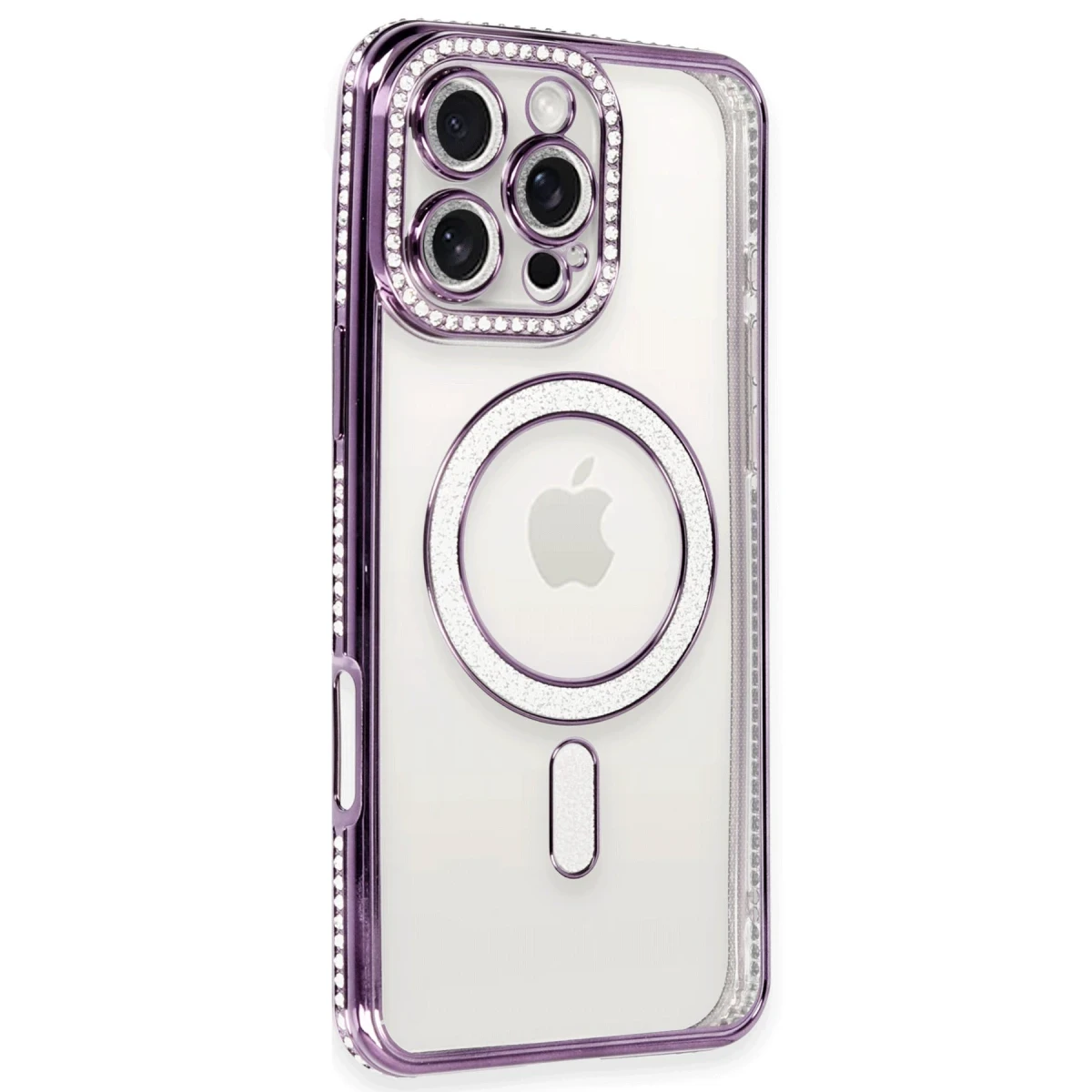 Apple iPhone 16 Pro Kılıf Joke Simli Magneticsafe Kılıf - Derin Mor