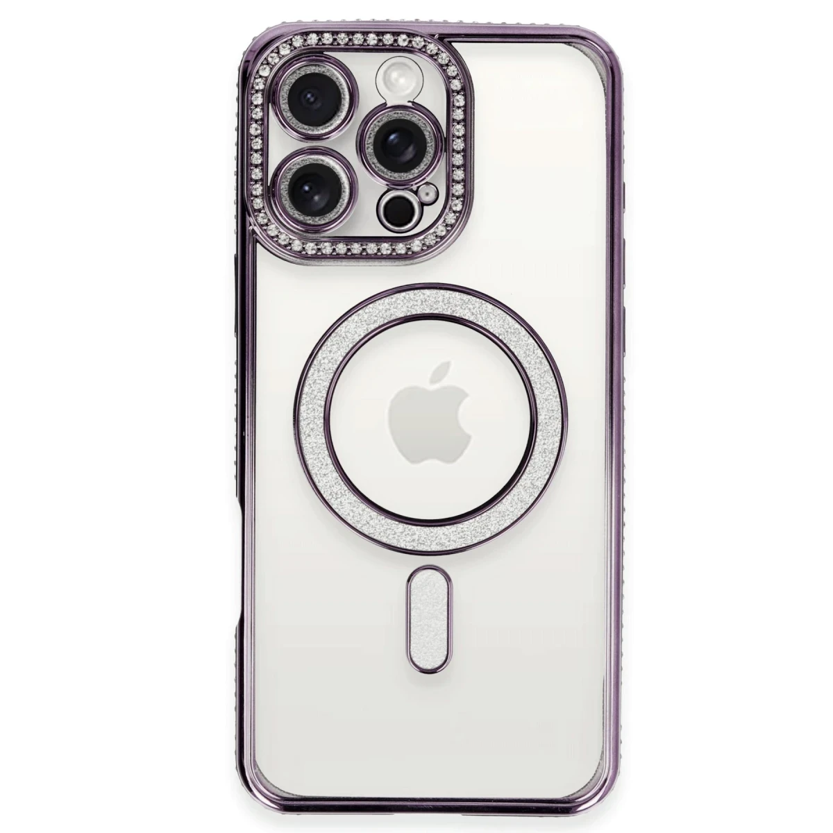 Apple iPhone 16 Pro Kılıf Joke Simli Magneticsafe Kılıf - Derin Mor
