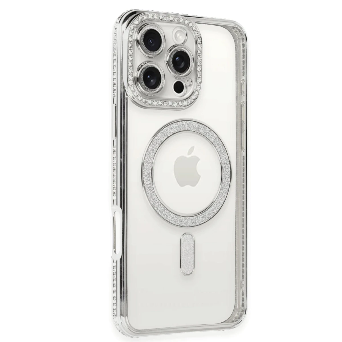 Apple iPhone 16 Pro Kılıf Joke Simli Magneticsafe Kılıf - Gümüş