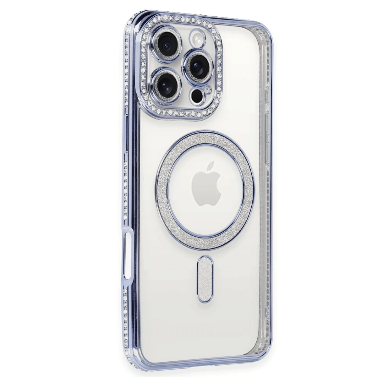 Apple iPhone 16 Pro Kılıf Joke Simli Magneticsafe Kılıf - Mavi