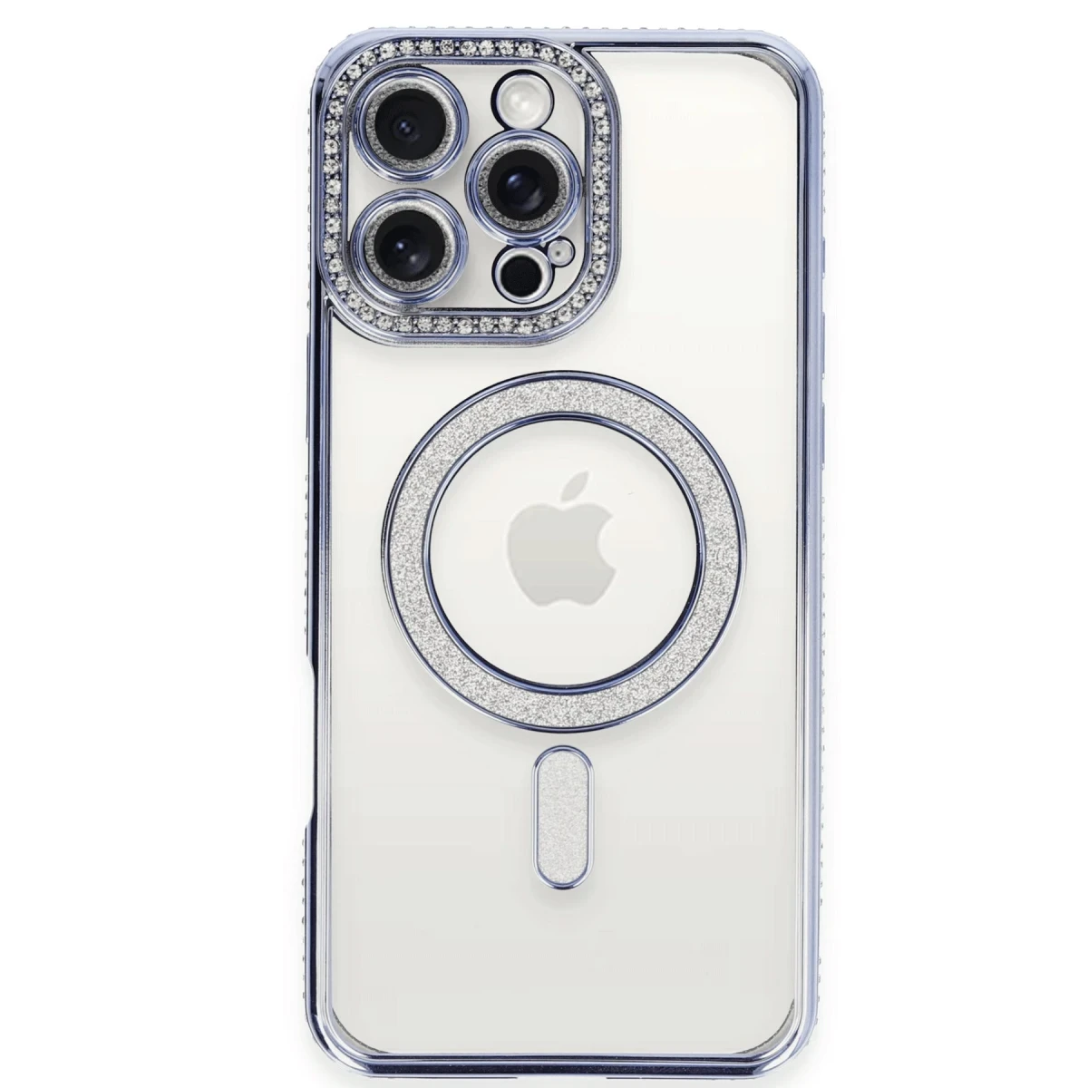 Apple iPhone 16 Pro Kılıf Joke Simli Magneticsafe Kılıf - Mavi