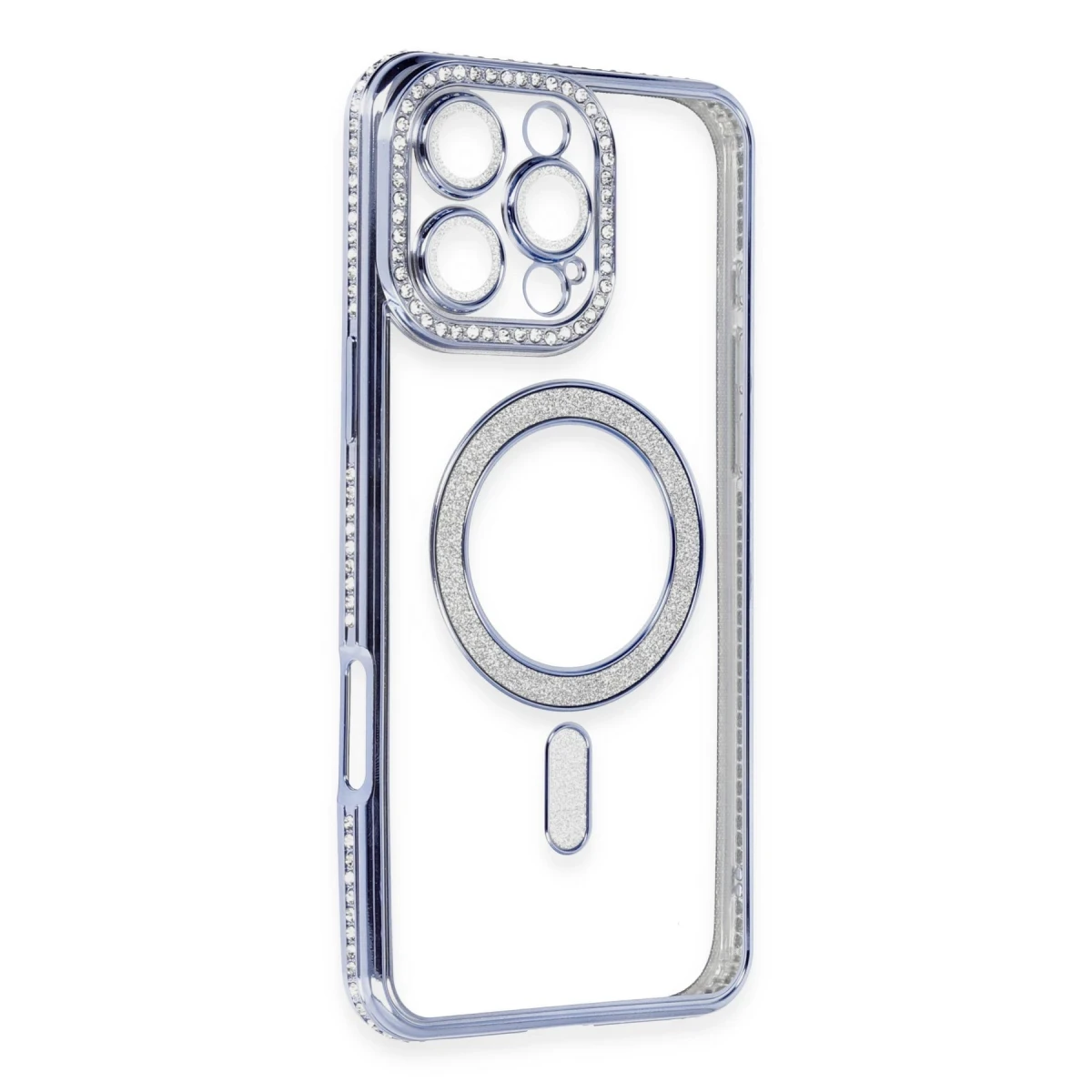 Apple iPhone 16 Pro Kılıf Joke Simli Magneticsafe Kılıf - Mavi
