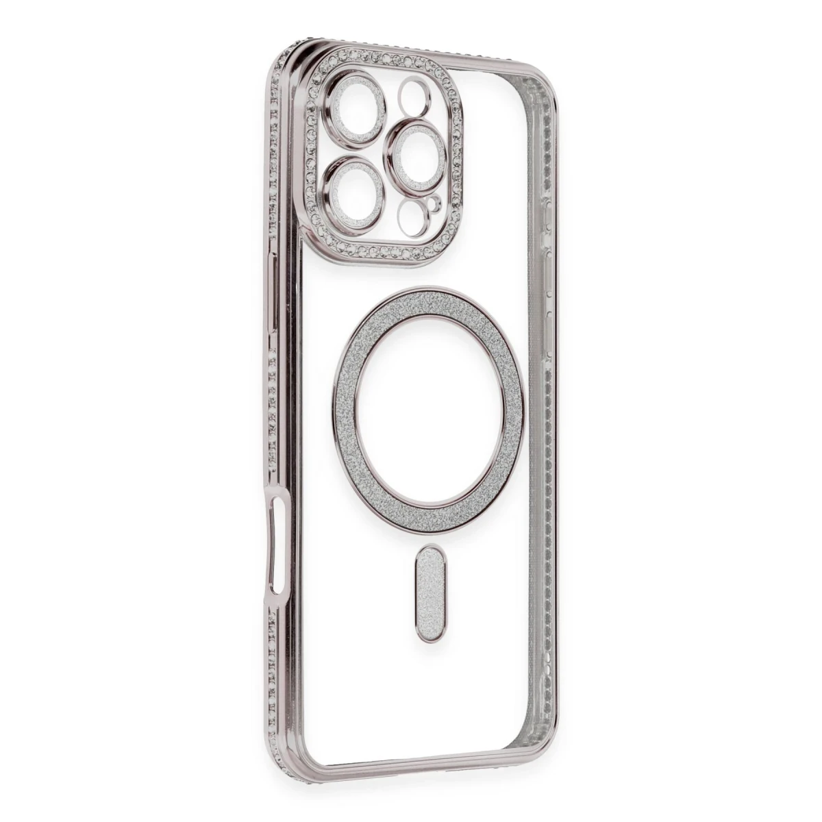 Apple iPhone 16 Pro Kılıf Joke Simli Magneticsafe Kılıf - Pembe