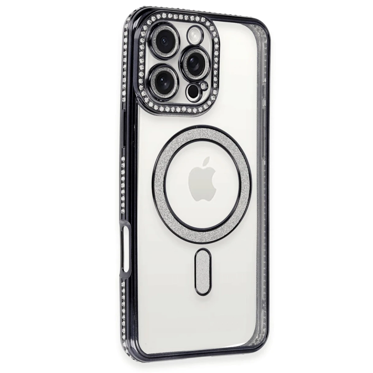 Apple iPhone 16 Pro Kılıf Joke Simli Magneticsafe Kılıf - Siyah