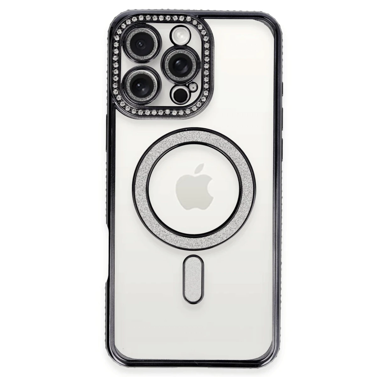 Apple iPhone 16 Pro Kılıf Joke Simli Magneticsafe Kılıf - Siyah