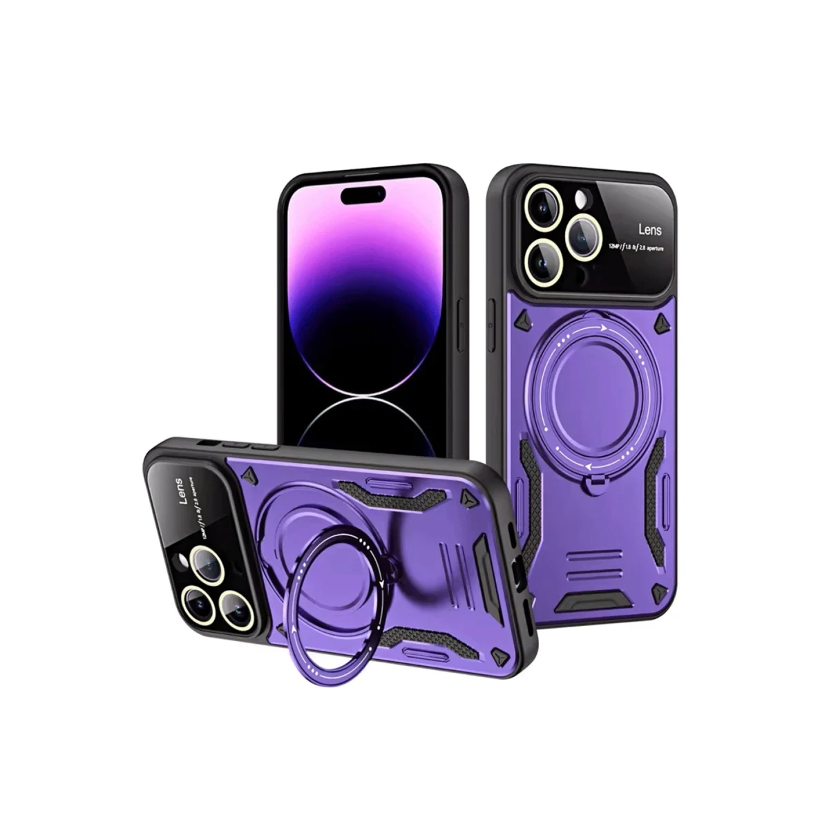 Apple iPhone 16 Pro Kılıf Joy Lens Standlı Kapak - Mor