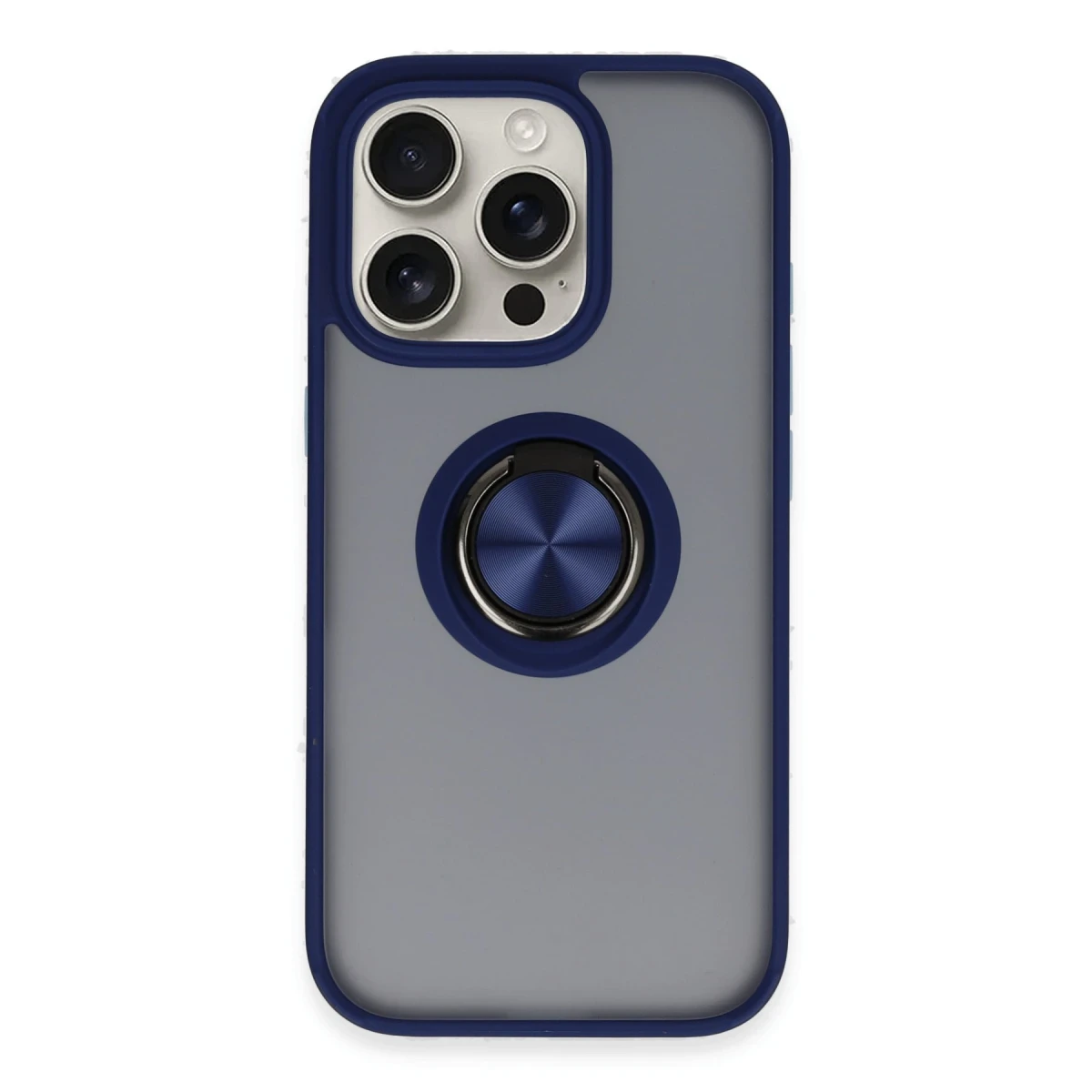 Apple iPhone 16 Pro Kılıf Montreal Yüzüklü Silikon Kapak - Lacivert