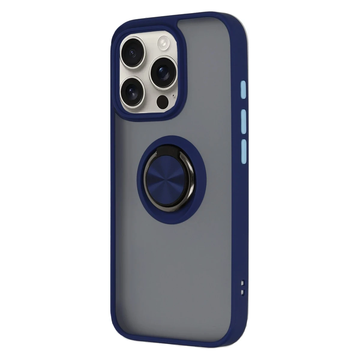 Apple iPhone 16 Pro Kılıf Montreal Yüzüklü Silikon Kapak - Lacivert