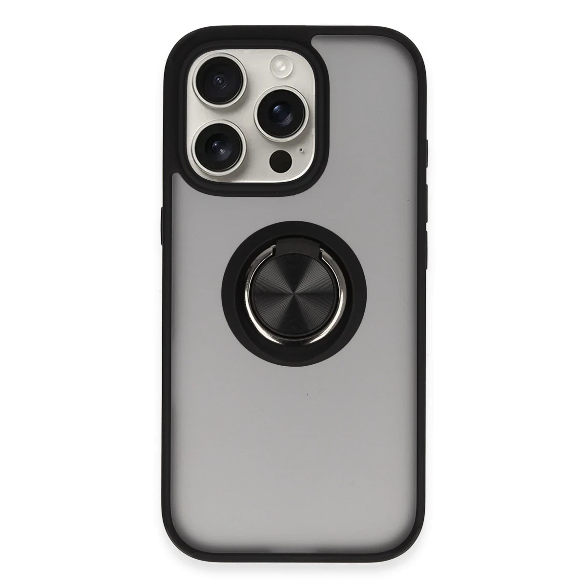 Apple iPhone 16 Pro Kılıf Montreal Yüzüklü Silikon Kapak - Siyah