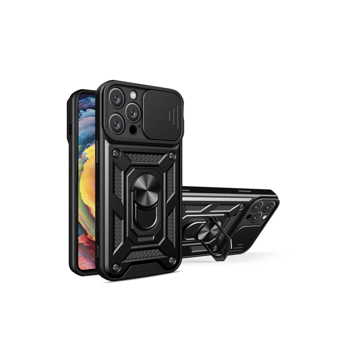 Apple iPhone 16 Pro Kılıf Pars Lens Yüzüklü Silikon - Siyah