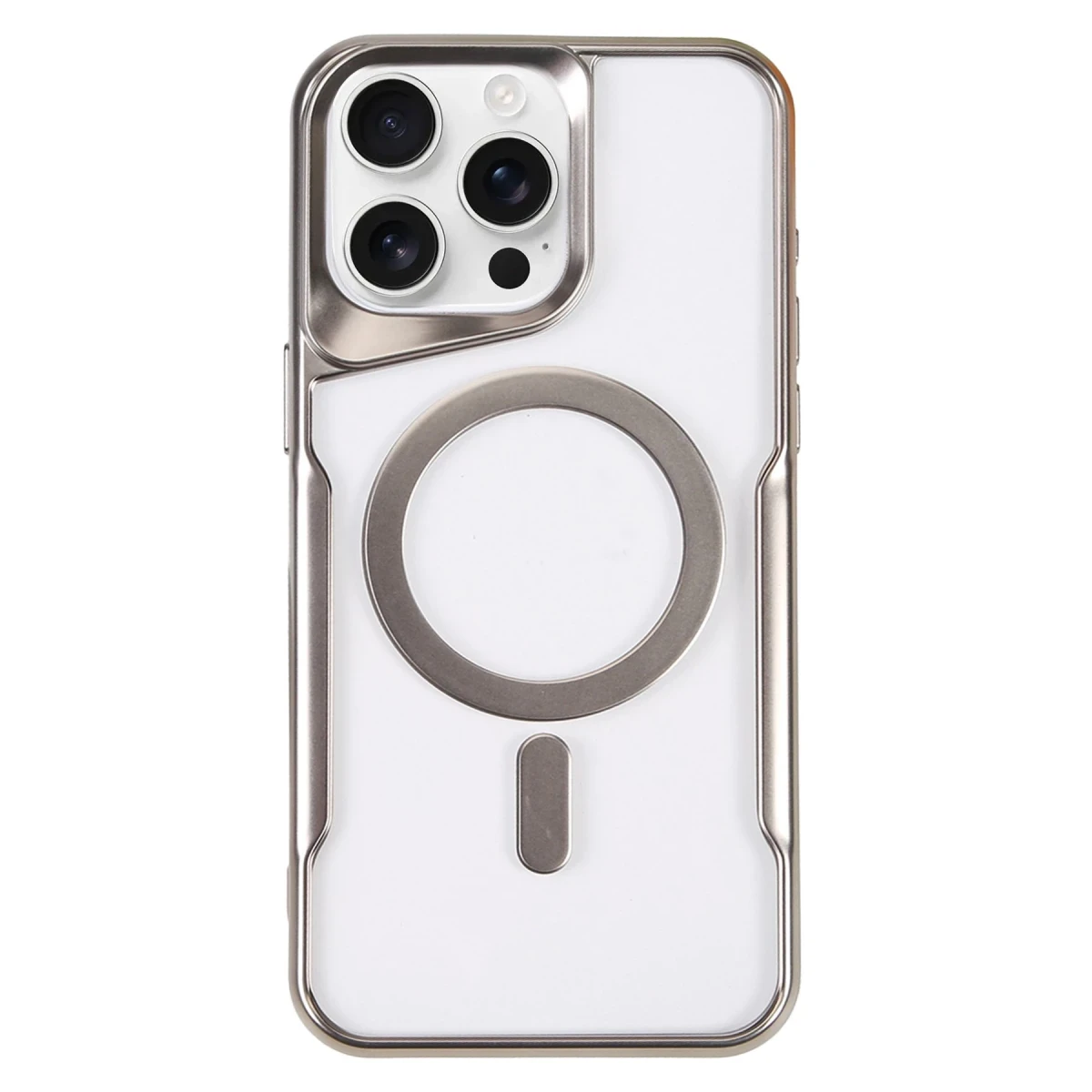 Apple iPhone 16 Pro Max Kılıf Boyi Magsafe Silikon Kapak - Gümüş