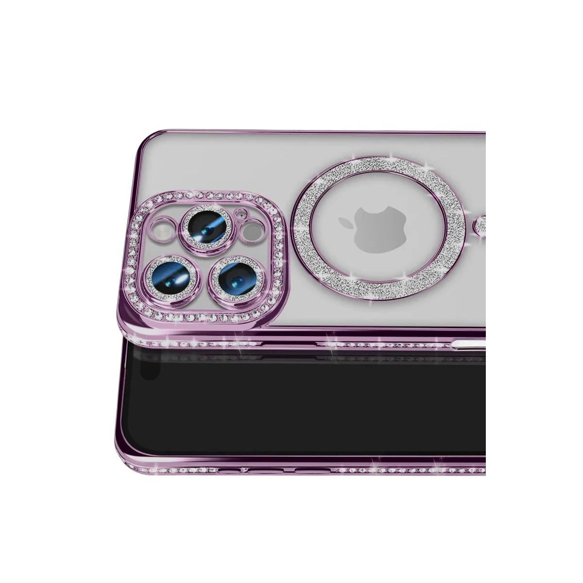 Apple iPhone 16 Pro Max Kılıf Joke Simli Magneticsafe Kılıf - Derin Mor