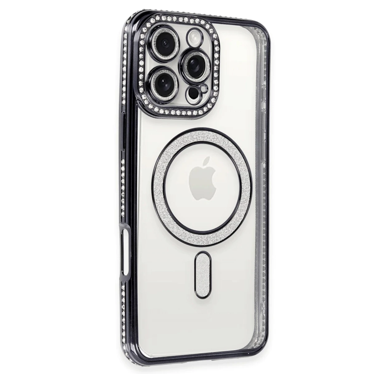 Apple iPhone 16 Pro Max Kılıf Joke Simli Magneticsafe Kılıf - Gri