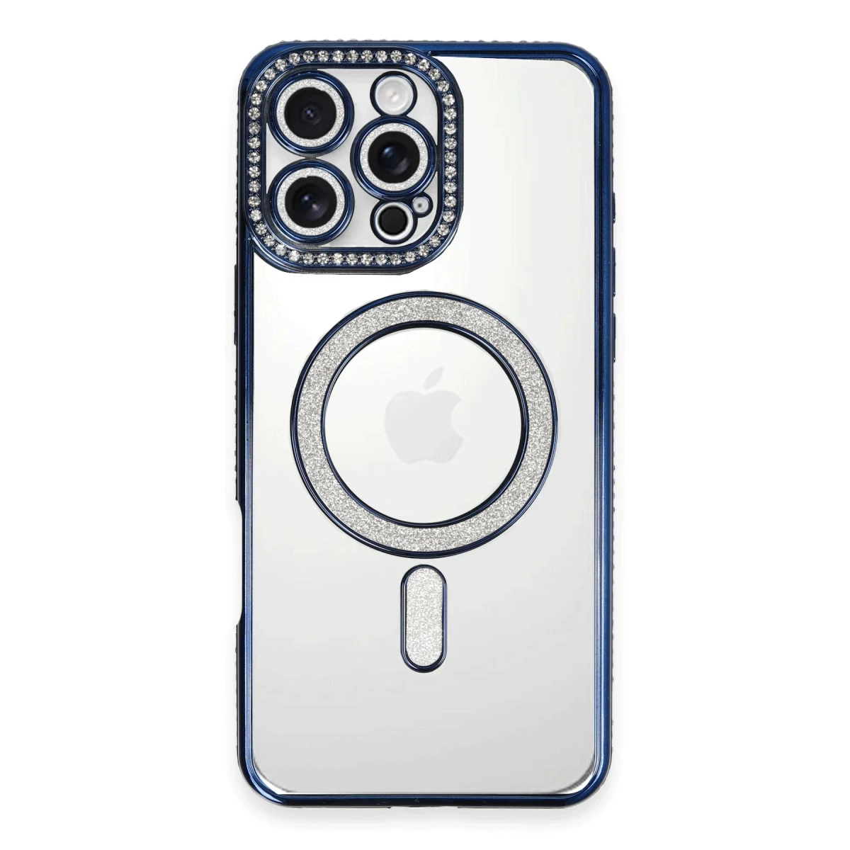 Apple iPhone 16 Pro Max Kılıf Joke Simli Magneticsafe Kılıf - Lacivert