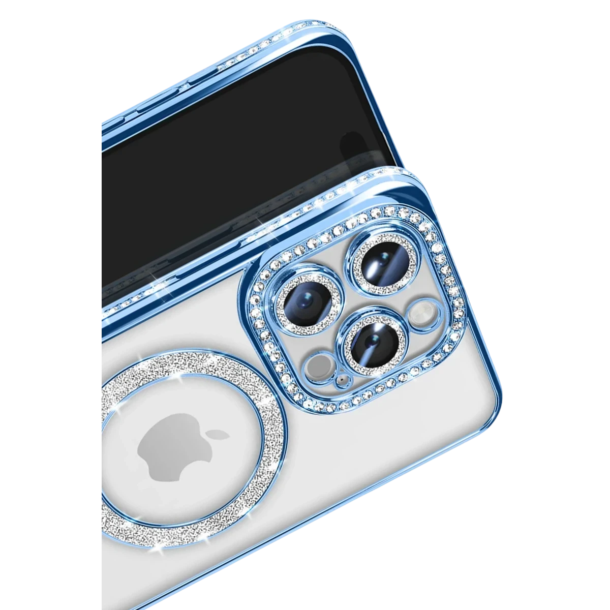 Apple iPhone 16 Pro Max Kılıf Joke Simli Magneticsafe Kılıf - Mavi