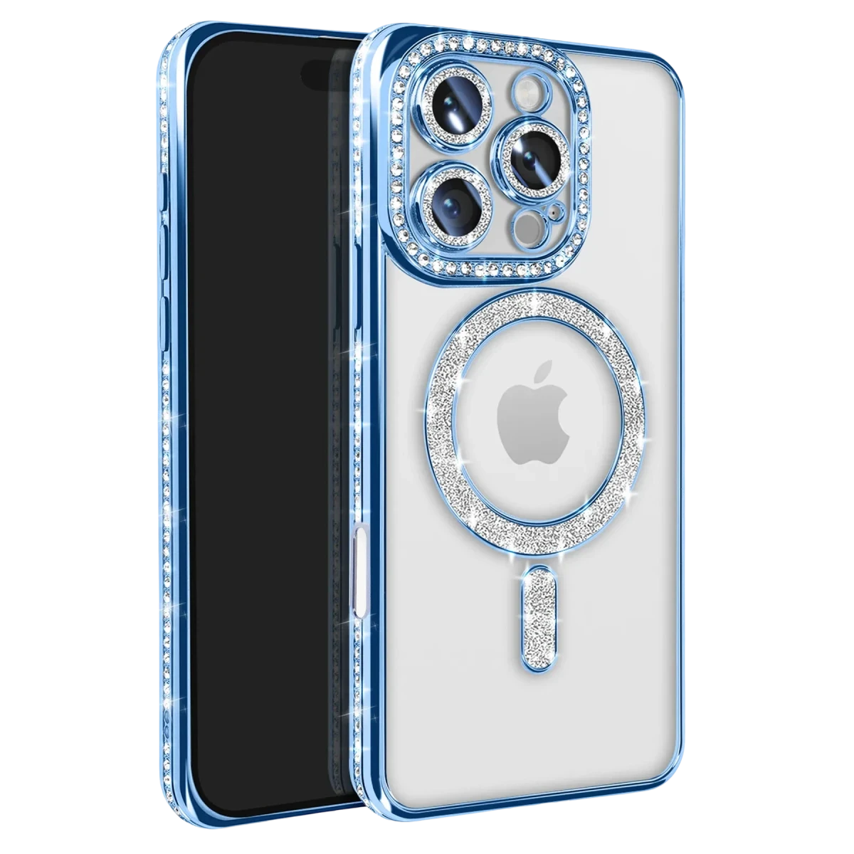 Apple iPhone 16 Pro Max Kılıf Joke Simli Magneticsafe Kılıf - Mavi