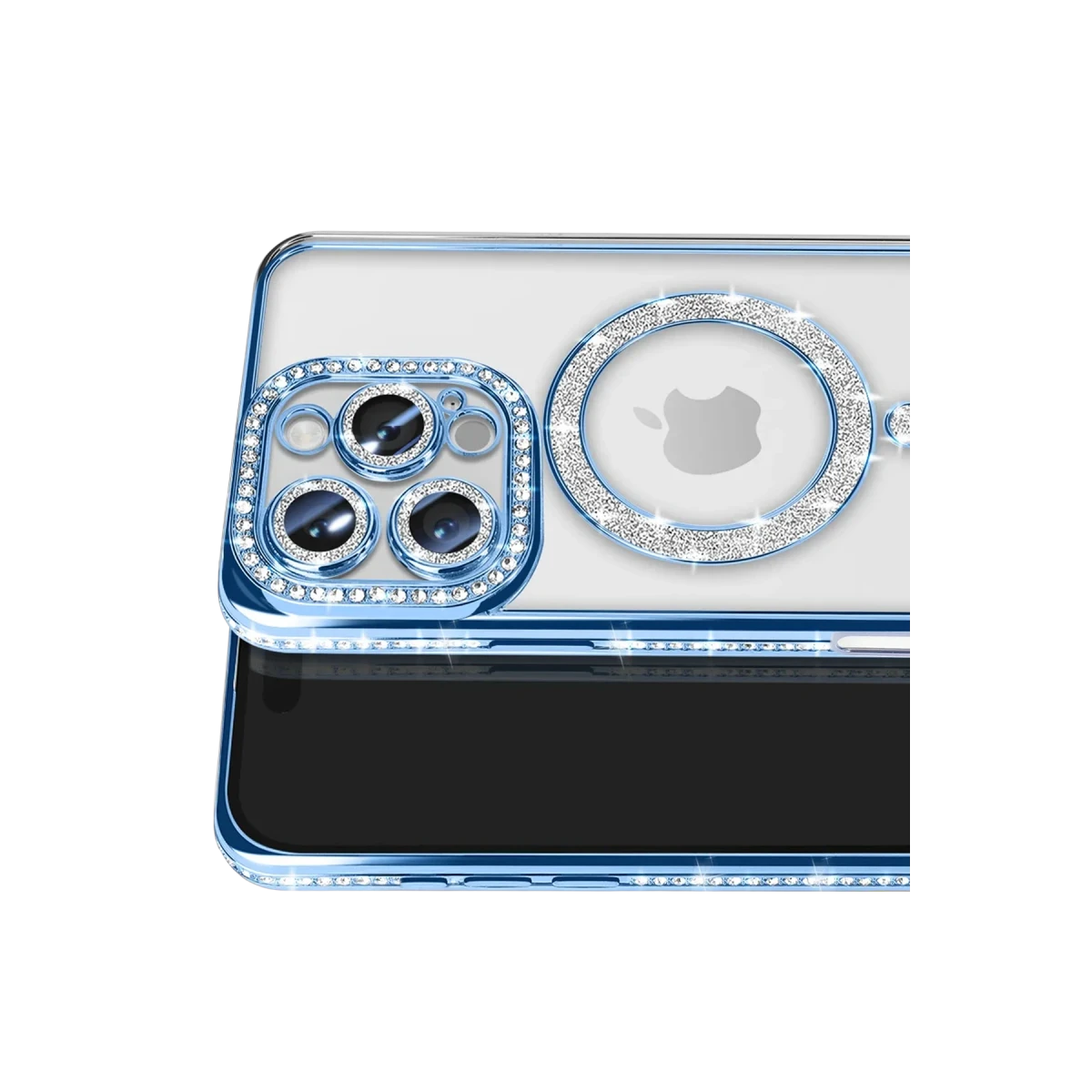 Apple iPhone 16 Pro Max Kılıf Joke Simli Magneticsafe Kılıf - Mavi