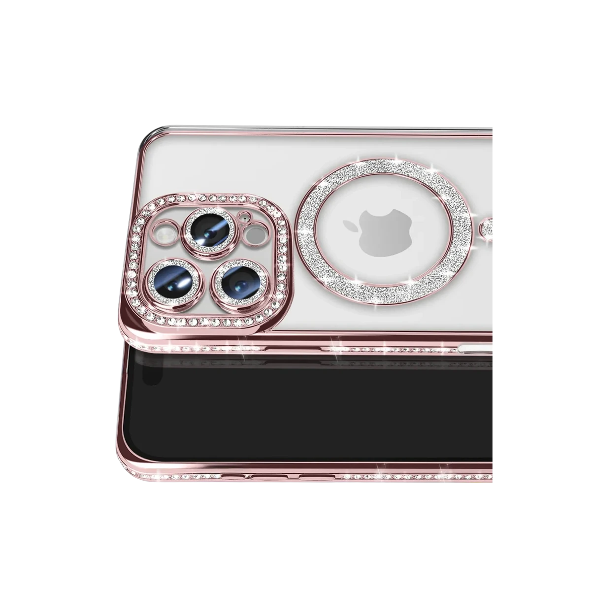 Apple iPhone 16 Pro Max Kılıf Joke Simli Magneticsafe Kılıf - Pembe